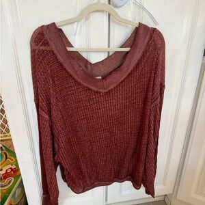 We The Free Maroon Knit Top